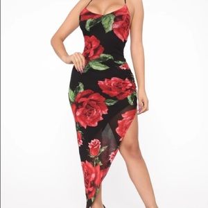 Rose print floral dress